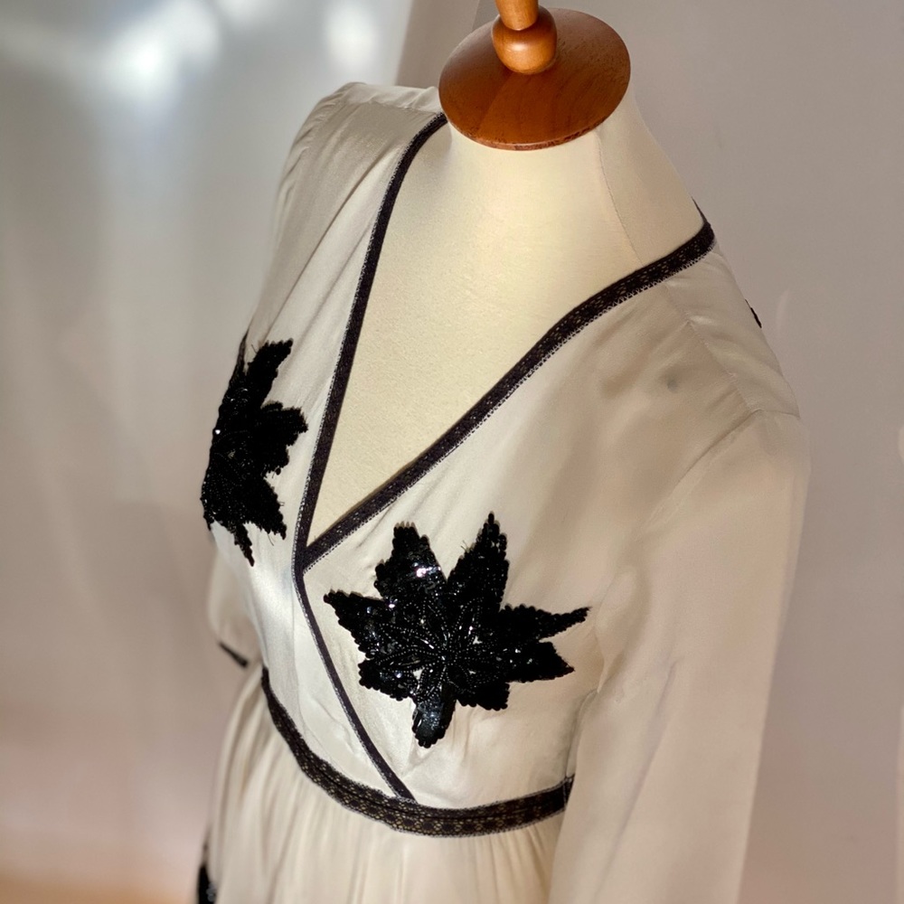 NWOT Silk Midi Dress w/ Beaded Sequins